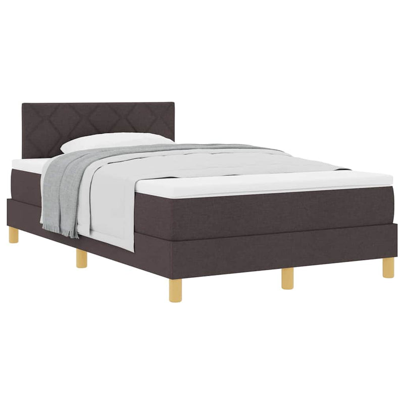 vidaXL Boxspring ágy matraccal sötétbarna 120 x 200 cm szövet