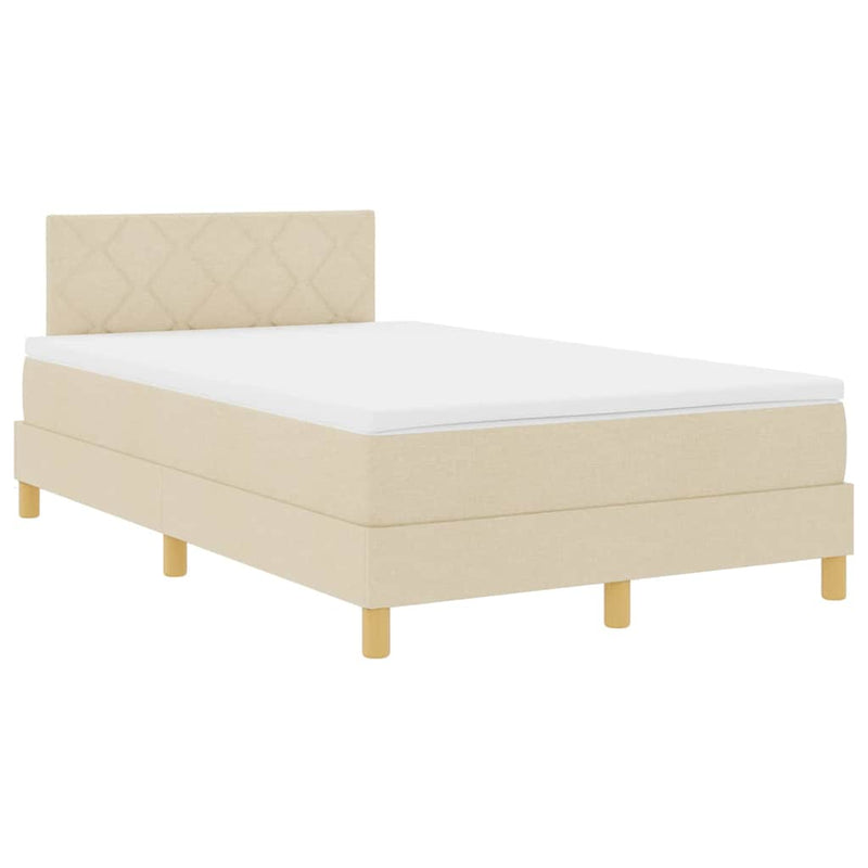 vidaXL Boxspring ágy matraccal matracmal Krém 120 x 200 cm szövet