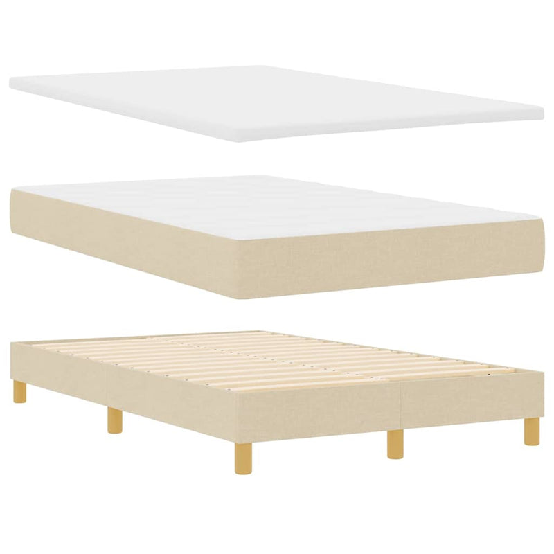 vidaXL Boxspring ágy matraccal matracmal Krém 120 x 200 cm szövet