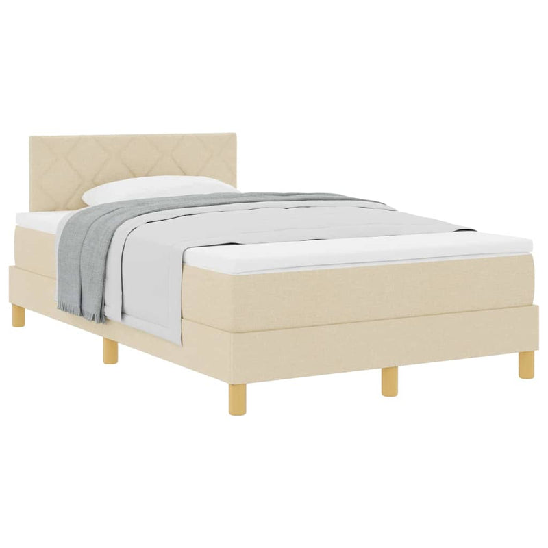 vidaXL Boxspring ágy matraccal matracmal Krém 120 x 200 cm szövet