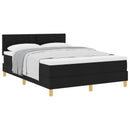 vidaXL Boxrugós ágy párnával fejtámlával Fekete 140 x 190 cm szövet