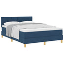 vidaXL Boxrugós ágy párnával fejtámlával Kék 140 x 190 cm szövet