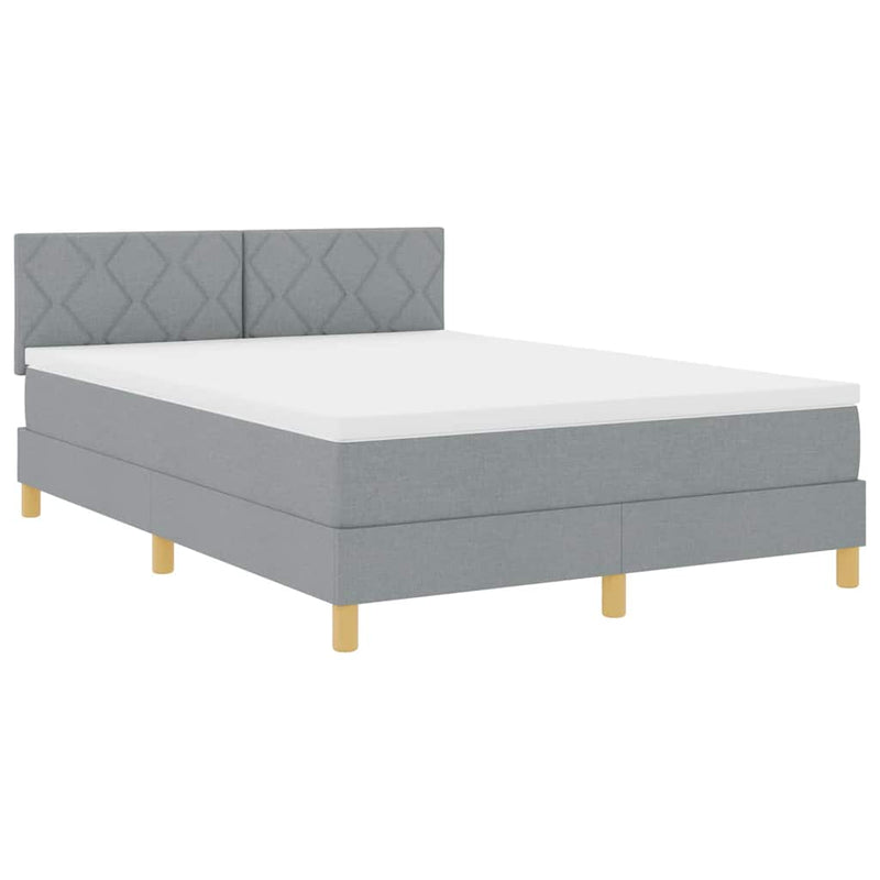 vidaXL Boxspring ágy matraccal Világosszürke 140 x 200 cm szövet