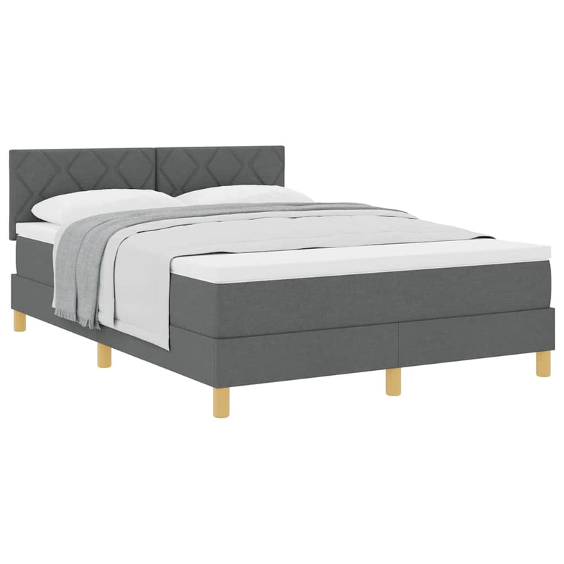 vidaXL Boxspring ágy matraccal Sötétszürke 140 x 200 cm szövet