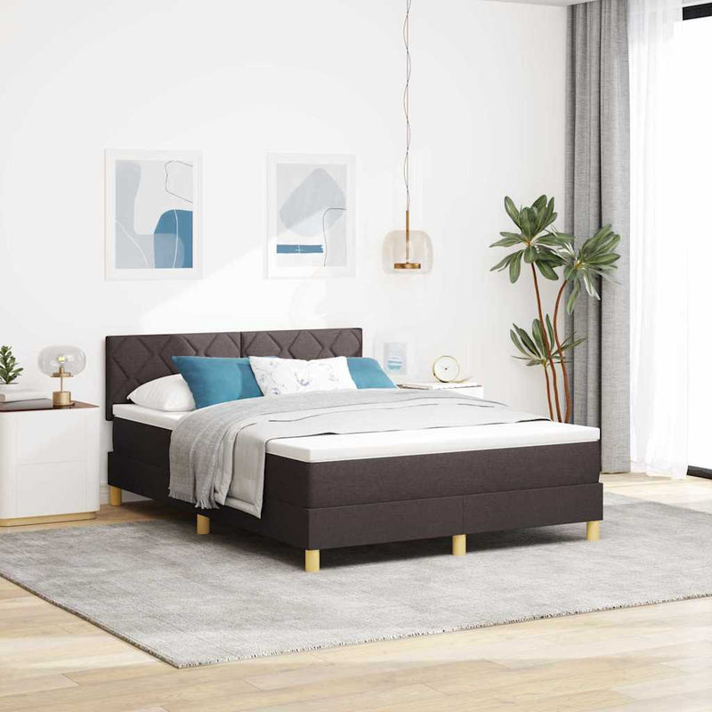 vidaXL Boxspring ágy matraccal sötétbarna 140 x 200 cm szövet