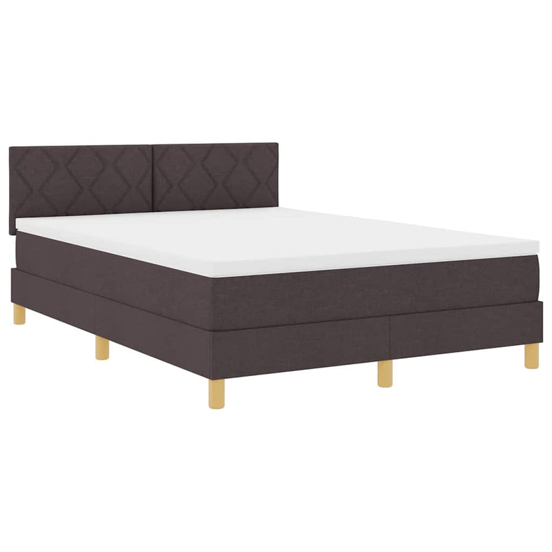 vidaXL Boxspring ágy matraccal sötétbarna 140 x 200 cm szövet