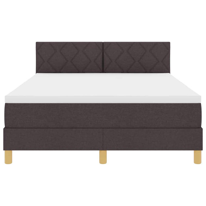 vidaXL Boxspring ágy matraccal sötétbarna 140 x 200 cm szövet