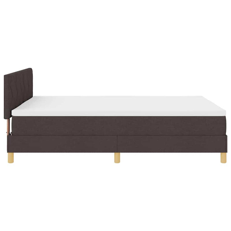 vidaXL Boxspring ágy matraccal sötétbarna 140 x 200 cm szövet