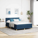 vidaXL Boxrugós ágy párnával fejtámlával Kék 140 x 200 cm szövet