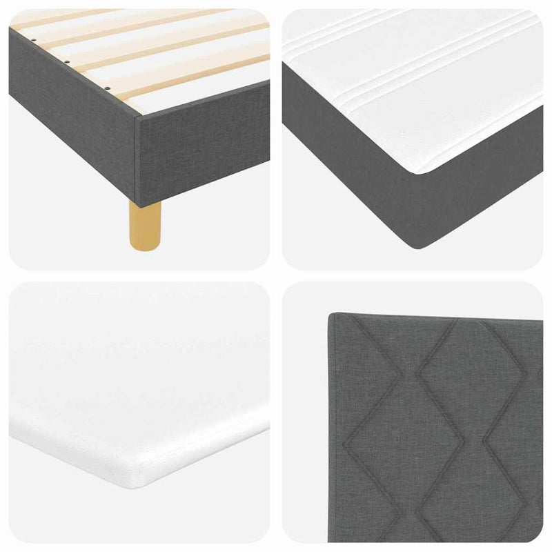 vidaXL Boxspring ágy matraccal Sötétszürke 160 x 200 cm szövet