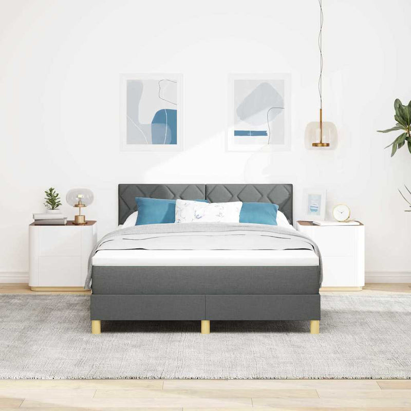 vidaXL Boxspring ágy matraccal Sötétszürke 160 x 200 cm szövet