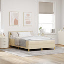vidaXL Boxrugós ágy párnával fejtámlával Krém 160 x 200 cm szövet