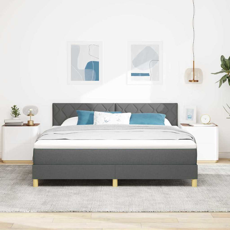 vidaXL Boxspring ágy matraccal Sötétszürke 180 x 200 cm szövet