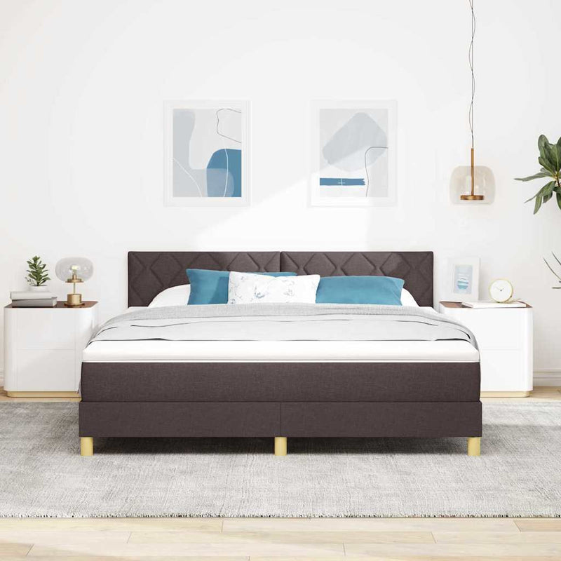 vidaXL Boxspring ágy matraccal Sötét Barna 180 x 200 cm szövet