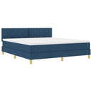 vidaXL Boxrugós ágy párnával fejtámlával Kék 180 x 200 cm szövet