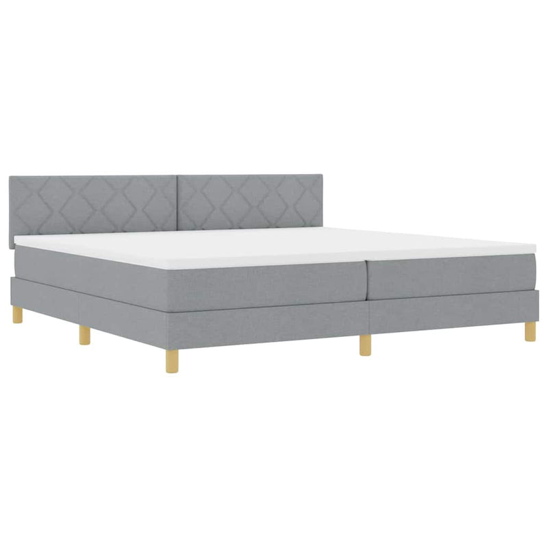 vidaXL Boxspring ágy matraccal Világosszürke 200 x 200 cm szövet