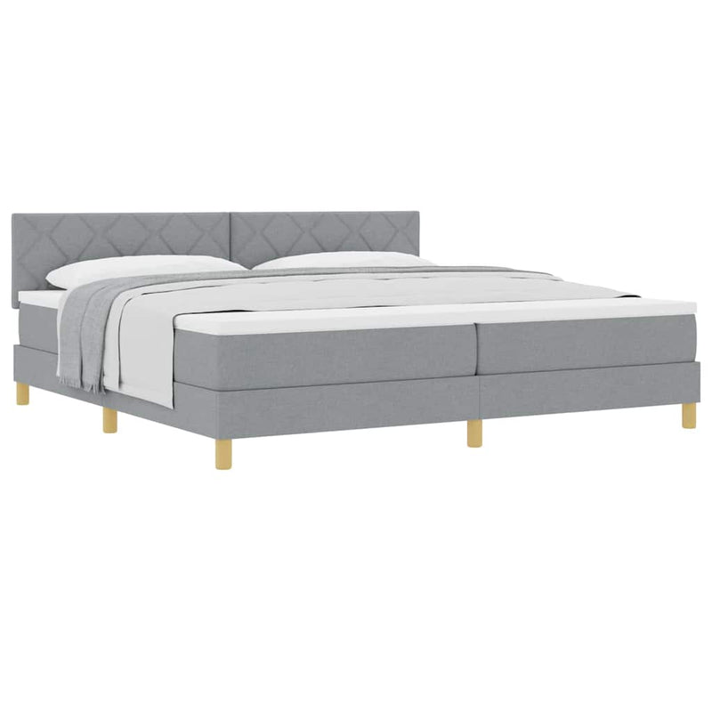 vidaXL Boxspring ágy matraccal Világosszürke 200 x 200 cm szövet
