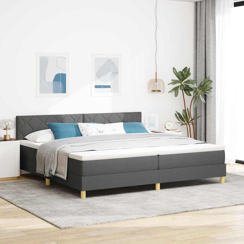 vidaXL Boxspring ágy matraccal Sötétszürke 200 x 200 cm szövet