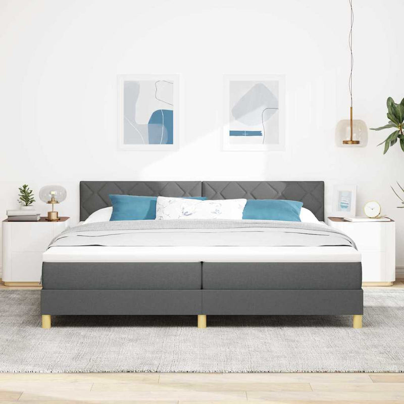 vidaXL Boxspring ágy matraccal Sötétszürke 200 x 200 cm szövet