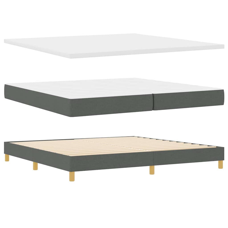 vidaXL Boxspring ágy matraccal Sötétszürke 200 x 200 cm szövet