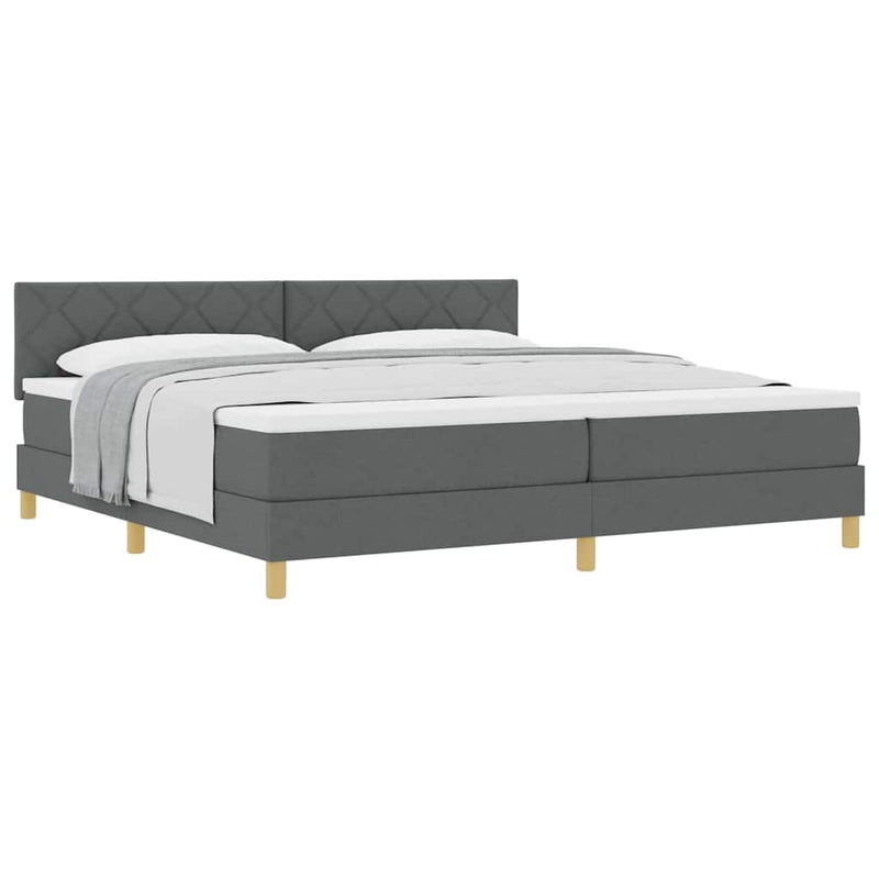 vidaXL Boxspring ágy matraccal Sötétszürke 200 x 200 cm szövet