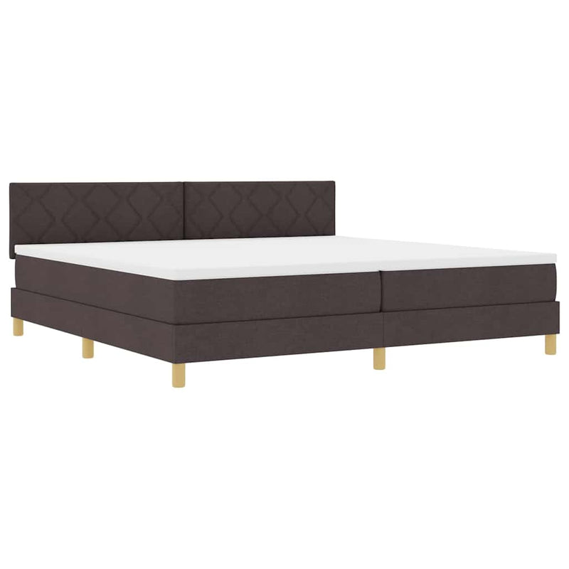 vidaXL Boxspring ágy matraccal sötétbarna 200 x 200 cm szövet