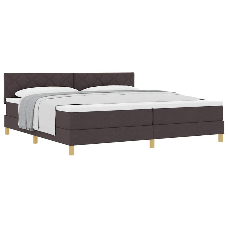 vidaXL Boxspring ágy matraccal sötétbarna 200 x 200 cm szövet