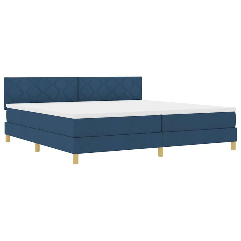 vidaXL Boxspring ágy matraccal matracmal Kék 200 x 200 cm szövet