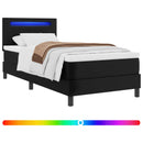 vidaXL Boxrugós ágy LED szalagokkal Fekete 90 x 190 cm Műbőr