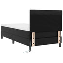 vidaXL Boxrugós ágy LED szalagokkal Fekete 90 x 190 cm Műbőr