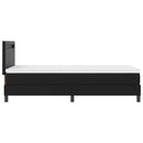 vidaXL Boxrugós ágy LED szalagokkal Fekete 90 x 190 cm Műbőr