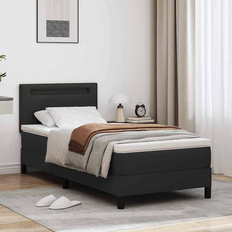 vidaXL Ágykeret matraccal matracmal Fekete 100 x 200 cm Műbőr