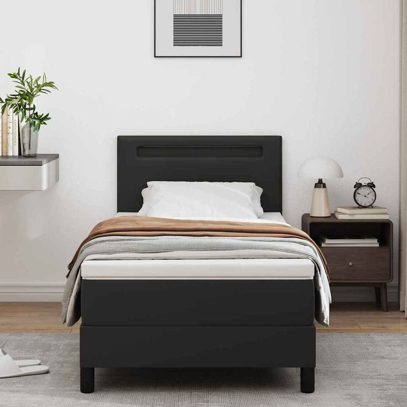 vidaXL Ágykeret matraccal matracmal Fekete 100 x 200 cm Műbőr