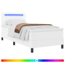 vidaXL Boxrugós ágy LED szalagokkal Fehér 100 x 200 cm Műbőr