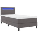 vidaXL Boxrugós ágy matracmal fejtámlával Szürke 100 x 200 cm Műbőr