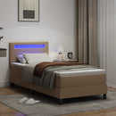 vidaXL Boxrugós ágy matracmal Cappuccino 100 x 200 cm Műbőr