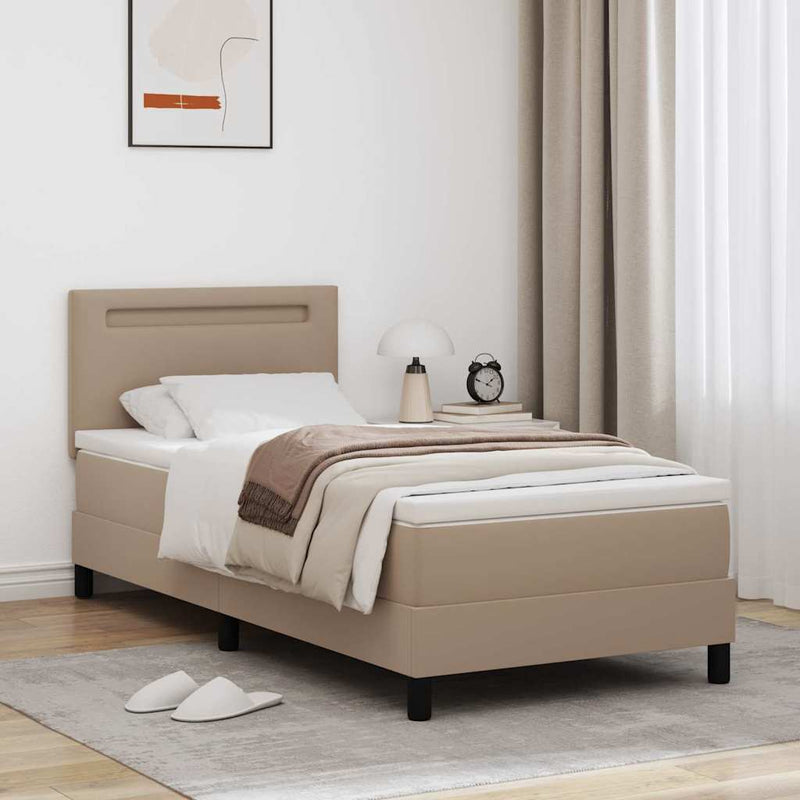vidaXL Ágykeret matraccal matracmal Cappuccino 100 x 200 cm Műbőr