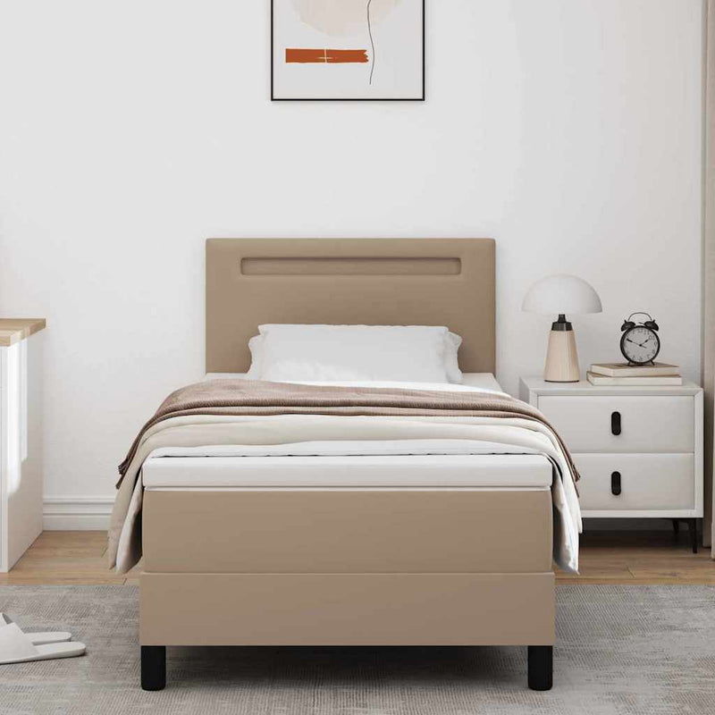 vidaXL Ágykeret matraccal matracmal Cappuccino 100 x 200 cm Műbőr