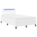 vidaXL Boxrugós ágy LED szalagokkal Fehér 120 x 190 cm Műbőr