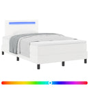 vidaXL Boxrugós ágy LED szalagokkal Fehér 120 x 200 cm Műbőr