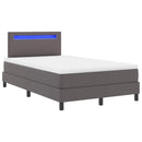 vidaXL Boxrugós ágy matracmal fejtámlával Szürke 120 x 200 cm Műbőr