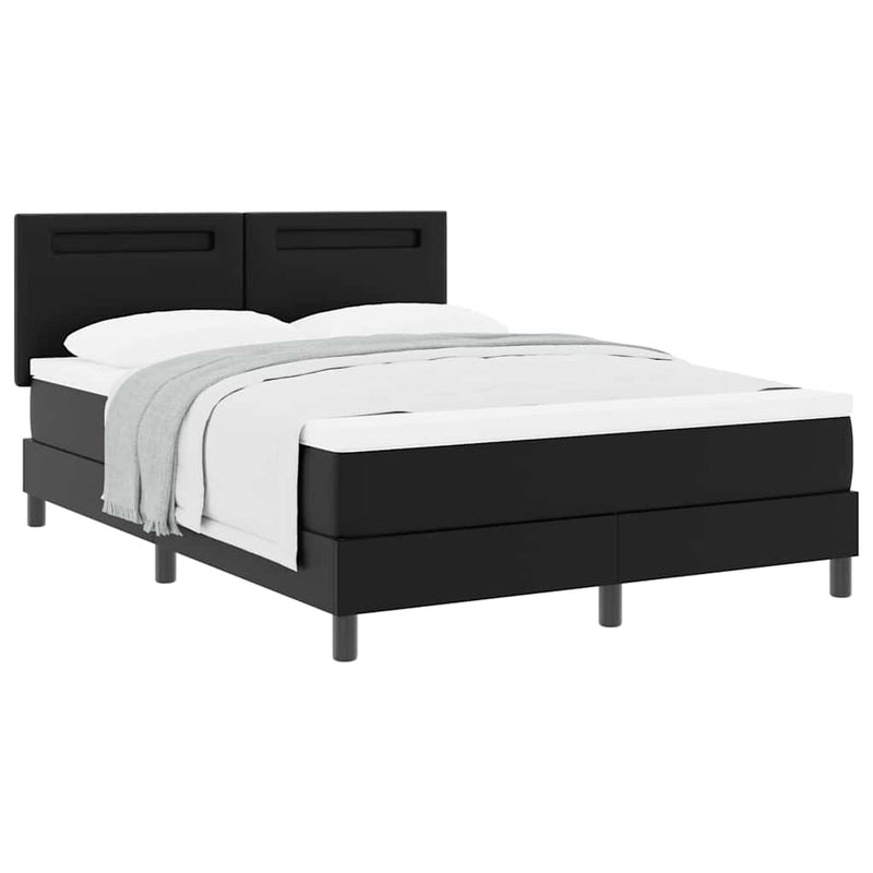 vidaXL Ágykeret matraccal matracmal Fekete 140 x 190 cm Műbőr