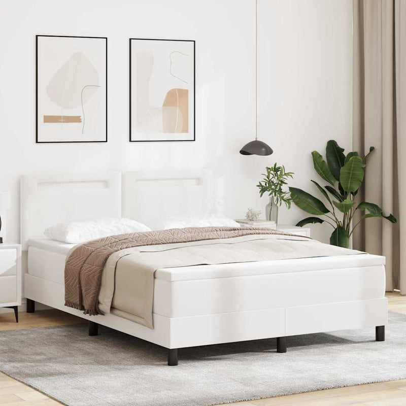 vidaXL Ágykeret matraccal matracmal Fehér 140 x 190 cm Műbőr