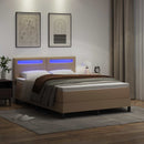 vidaXL Boxrugós ágy matracmal Cappuccino 140 x 190 cm Műbőr