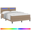 vidaXL Boxrugós ágy matracmal Cappuccino 140 x 190 cm Műbőr