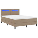 vidaXL Boxrugós ágy matracmal Cappuccino 140 x 190 cm Műbőr