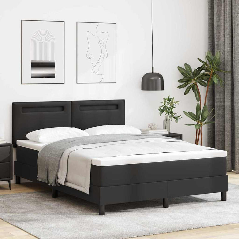 vidaXL Ágykeret matraccal matracmal Fekete 140 x 200 cm Műbőr