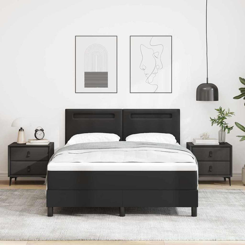 vidaXL Ágykeret matraccal matracmal Fekete 140 x 200 cm Műbőr