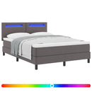 vidaXL Boxrugós ágy matracmal fejtámlával Szürke 140 x 200 cm Műbőr