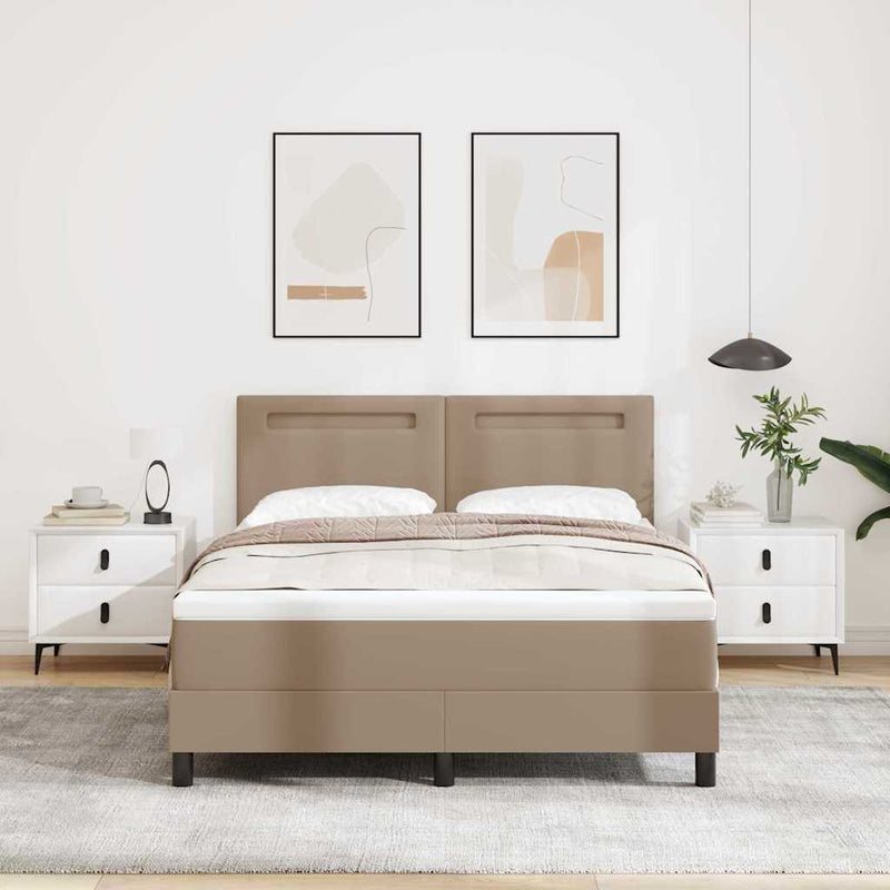 vidaXL Ágykeret matraccal matracmal Cappuccino 140 x 200 cm Műbőr